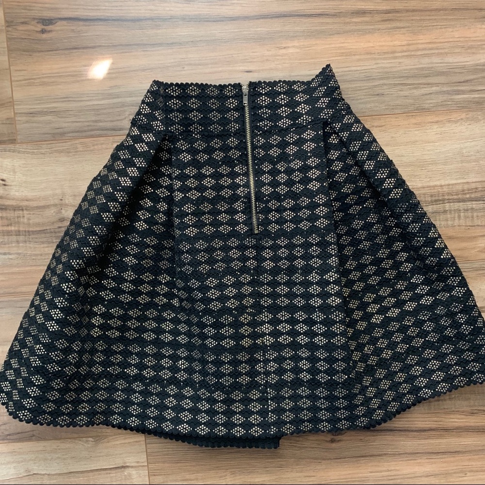 Blue Rain Black Skirt W/ Gold Francesca’s - Picture 3 of 6